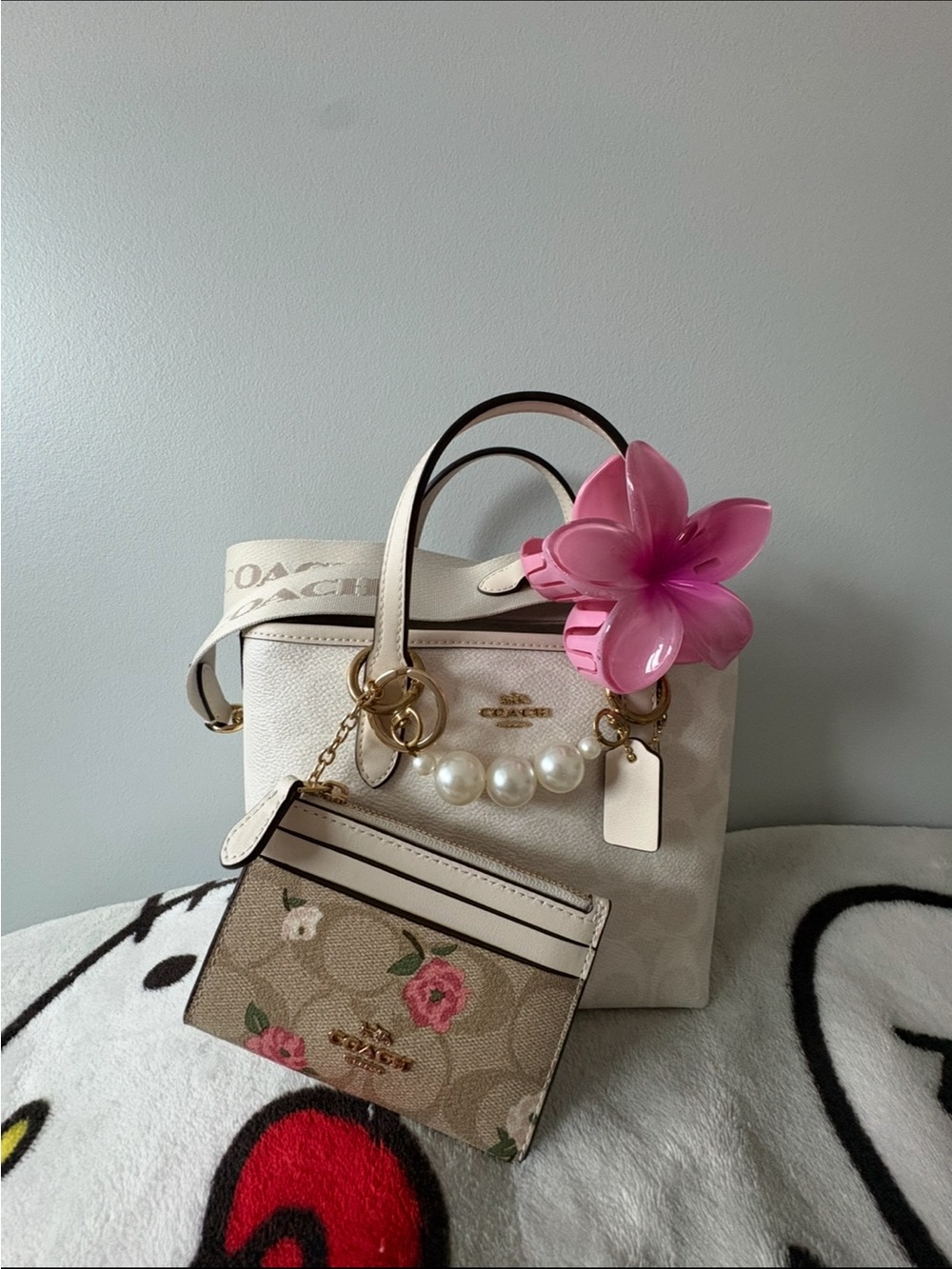 Coach Mini City Tote Bag In Signature Canvas and Mini Skinny ID Case